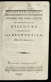 Front cover of Discours prononce  par Bre montier by Georges Thomas Bre montier