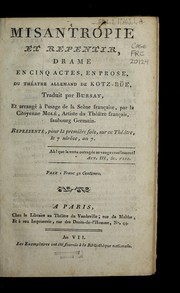 Cover of Misanthropie et repentir by August Friedrich Ferdinand von Kotzebue