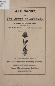 Cover of Asa Groot: or, The judge of Swanzey by Otto] Soubron