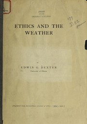 Cover of Ethics & the weather by Edwin Grant Dexter
