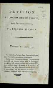 Front cover of Pe tition au Conseil des cinq cents, sur l'e ducation commune by Le onard Bourdon