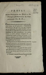 Cover of Projet d'une de claration des droits et des principes fondamentaux du gouvernement by Adrien Jean François Duport