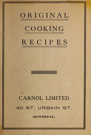 Cover of Original cooking recipes by Carnol Limited