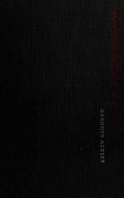 Front cover of Macroeconomic theory by Gardner Ackley