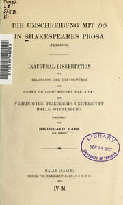Cover of Die Umschreibung mit Do in Shakespeares Prosa by Hildegard Harz