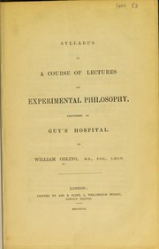 Cover of Syllabus of a course of lectures on experimental philosophy delivered at Guy's Hospital by William Odling