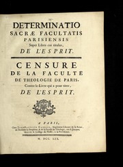 Front cover of Determinatio sacrae Facultatis Parisiensis super libro cui titulus, De l'esprit = by Universite  de Paris. Faculte  de the ologie