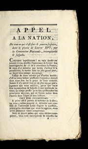 Cover of Appel a la nation, de tout ce qui s'est fait & pourra se faire, dans le proce  s de Louis XVI, par la Convention nationale, incompe tente & suspecte by French Revolution Collection (Newberry Library)