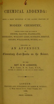 Front cover of Chemical addenda by B.W. Gibsone