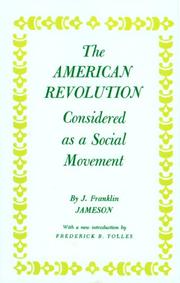 Front cover of The American Revolution considered as a social movement by J. Franklin Jameson