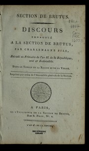 Front cover of Discours prononce  a   la section de Brutus by Jean-Philippe-Victor Charlemagne
