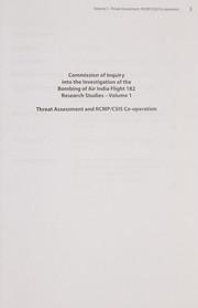 Front cover of Commission of Inquiry into the Investigation of the Bombing of Air India Flight 182 research studies by Commission of Inquiry into the Investigation of the Bombing of Air India Flight 182 (Canada)