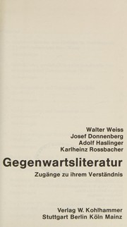 Front cover of Gegenwartsliteratur by Weiss, Walter