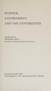 Cover of Science, government, and the universities by National Academy of Sciences U.S.