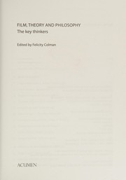 Front cover of Film, Theory, and Philosophy by Felicity Colman