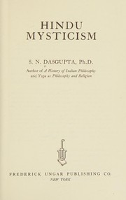 Front cover of Hindu mysticism by Dasgupta, Surendranath