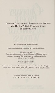 Cover of Ordinary people with an extraordinary witness by Joseph Snider