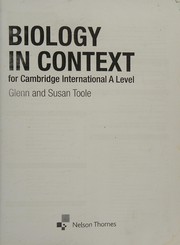 Front cover of Biology in Context for Cambridge International a Level by Glenn Toole