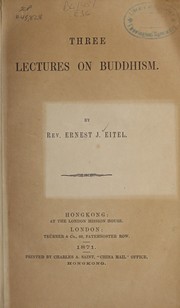 Cover of Three lectures on Buddhism by Ernest John Eitel
