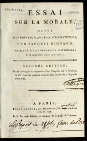 Front cover of Essai sur la morale, suivi d'un nouveau plan d'e ducation nationale by Jacques Mignard
