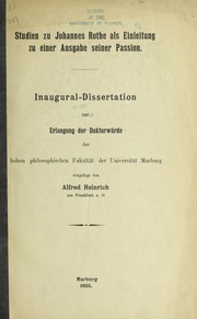 Cover of Studien zu Johannes Rothe als Einleitung zu einer Ausgabe seiner Passion by Alfred Heinrich