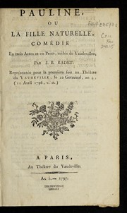 Front cover of Pauline, ou, La fille naturelle by Radet M.