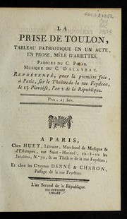 Front cover of La prise de Toulon by N. Dalayrac