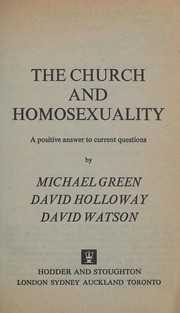 Front cover of CHURCH AND HOMOSEXUALITY by Michael Green
