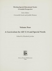 Front cover of Meeting Special Educational Needs: Curriculum for All?- 5-14 and Special Needs (Meeting Special Educational Needs: a Scottish Perspective) by Elizabeth Jordan