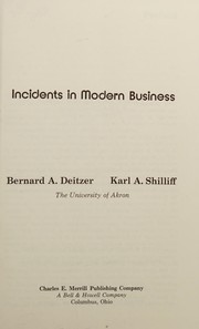 Front cover of Incidents in modern business by Bernard A. Deitzer