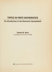 Front cover of Topics Finite Mathematics by Samuel W. Spero