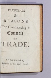 Front cover of Proposals & reasons for constituting a council of trade by Paterson, William