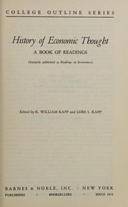 Front cover of History of economic thought by K. William Kapp