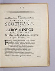 Front cover of Ad amplissimos simul & consultissimos viros, Societatis Scoticanae ad Afros & Indos negotiantium rectores & administratores aequissimos, &c.. by Walter Denniston