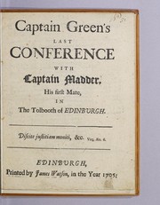 Front cover of Captain Green's last conference with Captain Madder, his first mate, in the tolbooth of Edinburgh.. by Unknown