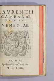 Front cover of Laurentii Gambarae Brixiani Venetiae by Lorenzo Gambara