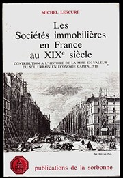 Front cover of Les Sociétés immobilières en France au XIXe siècle by Michel Lescure