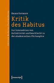 Front cover of Kritik des Habitus by Heike Guthoff