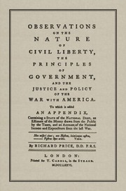 Front cover of Observations on the nature of civil liberty by Richard Price