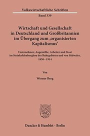 Front cover of Wirtschaft und Gesellschaft in Deutschland und Grossbritannien im Übergang zum "organisierten Kapitalismus" by Berg, Werner Dr. phil. habil.