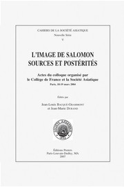 Front cover of L'image de Salomon, source et postérités : actes du colloque organisé par le Collège de France et la Société asiatique, Paris, 18-19 mars 2004 by Jean-Louis Bacqué-Grammont