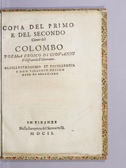 Front cover of Copia del primo e del secondo canto del Colombo by Giovanni Villifranchi