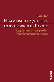 Front cover of Himmlische Quellen und irdisches Recht by Tine Stein