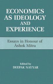 Front cover of Economics as Ideology and Experience by Deepak Nayyar