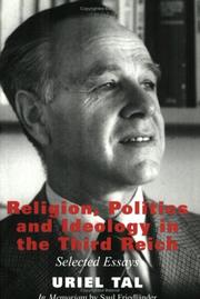 Cover of Religion, Politics and Ideology in the Third Reich by Uriel Tal