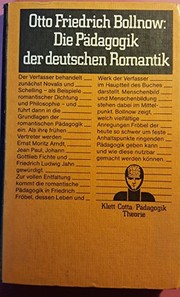 Cover of Die Pädagogik der deutschen Romantik by Otto Friedrich Bollnow