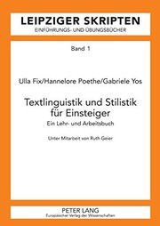 Front cover of Textlinguistik und Stilistik Fuer Einsteiger by Ulla Fix