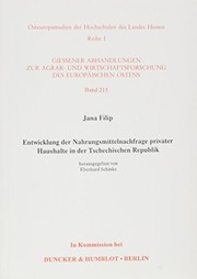 Front cover of Entwicklung der Nahrungsmittelnachfrage privater Haushalte in der Tschechischen Republik by Jana Filip