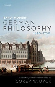 Front cover of Early Modern German Philosophy (1690-1750) by Corey W. Dyck