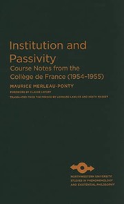 Cover of Institution, la passivité by Maurice Merleau-Ponty